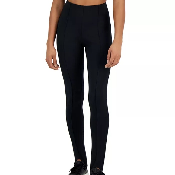 INC International Concepts High Rise Contour Waist Stirrup Leggings, Black Sz S - Picture 1 of 4